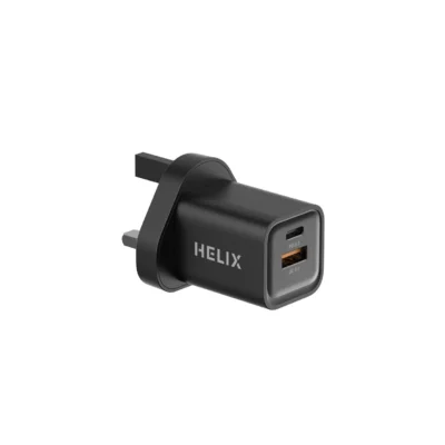 HELIX POWERPRO-33 PD USB-C+QC 33W WALL CHARGER BLK