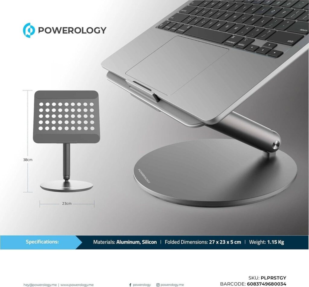 Powerology Multi-Joint Aluminum Stand For Laptop & Tablet