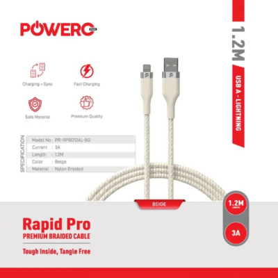 PoweroPlus Rapid pro braided cable USB-A TO LIGHTNING -1.2M