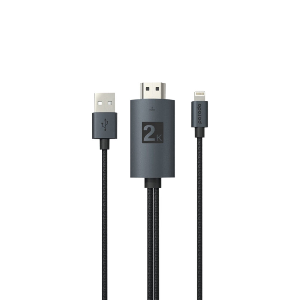 Porodo Braided HDMI Lightning Cable + USB